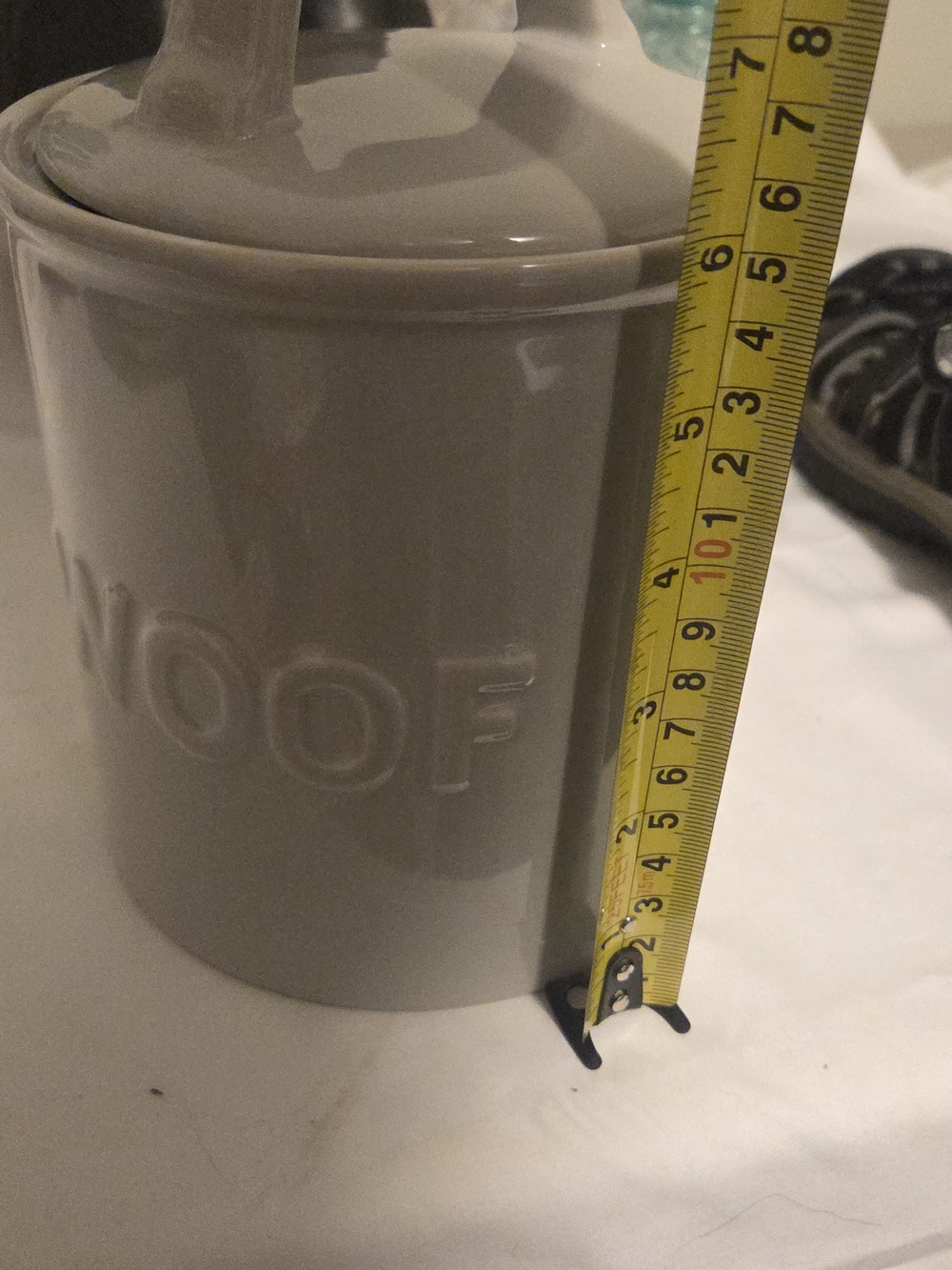 Gray Ceramic Canister  Farmhouse Style Dog Treats Cookie  Kitchen Storage